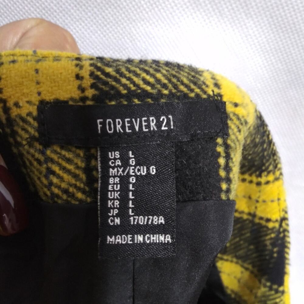 Forever 21 Yellow Black Plaid Mini Skirt Clueless Preppy Clueless Size L - Picture 5 of 6
